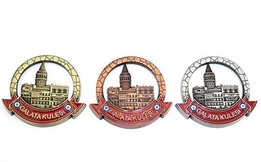 İstanbul Temalı Metal Magnet Galata Kulesi Yuvarlak Tasarım