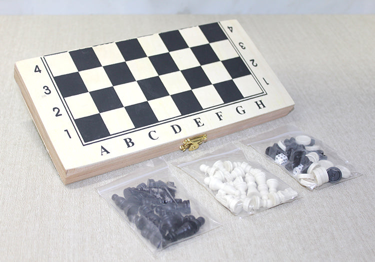 Wooden Box Chess Backgammon Set Model 3