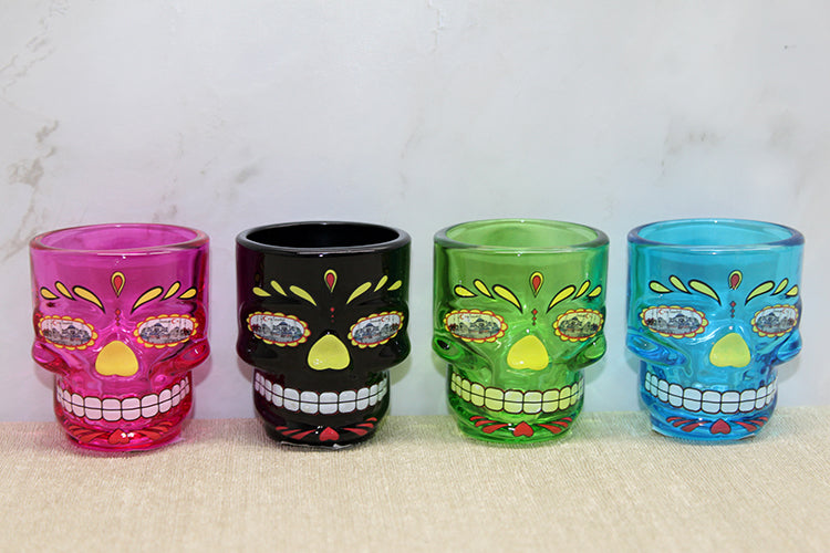 Istanbul-Themed Glass Skull Shot Glass Colored