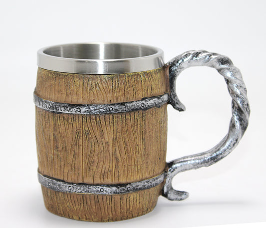 Barrel Design 3D Embossed Stainless Steel Mug Cup