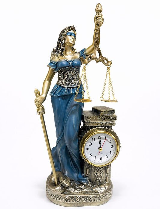 35x14 cm Polyester Justice Figurine with Clock