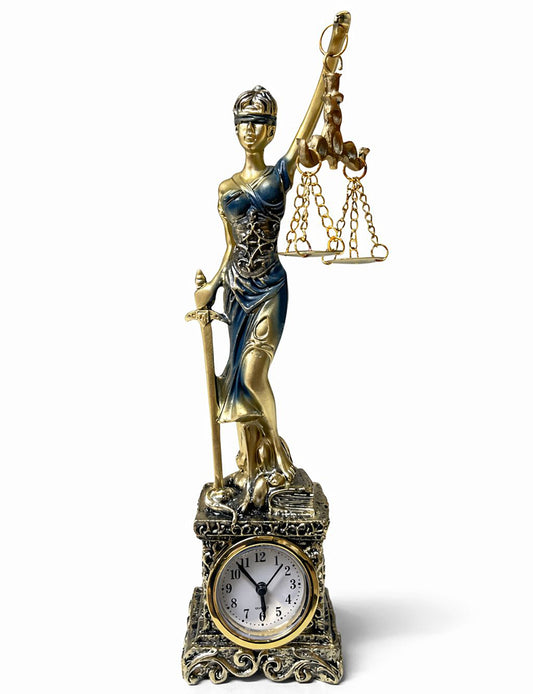 26x7 cm Polyester Justice Figurine with Clock