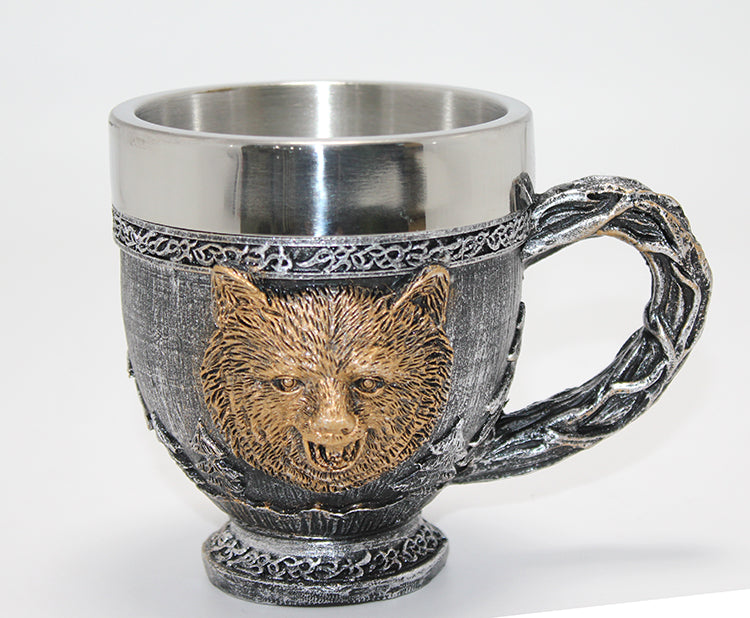 Mythological Bear Figure 3D Embossed Stainless Steel Mug