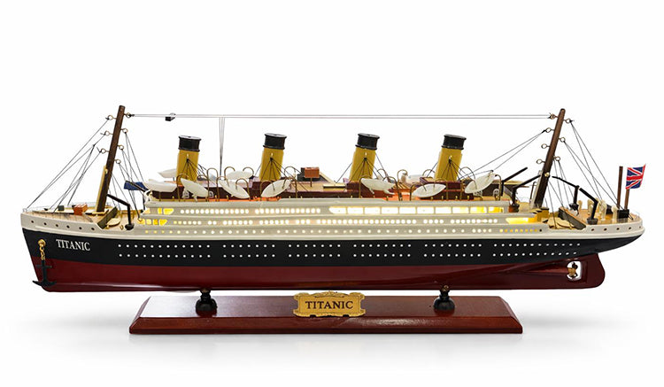55x23 cm Special Design Illuminated Wooden Titanic Ship
