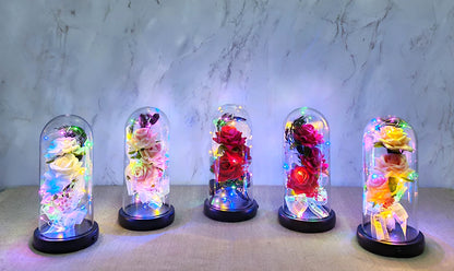 Romantic Rose in a Light-Up Musical Glass Dome