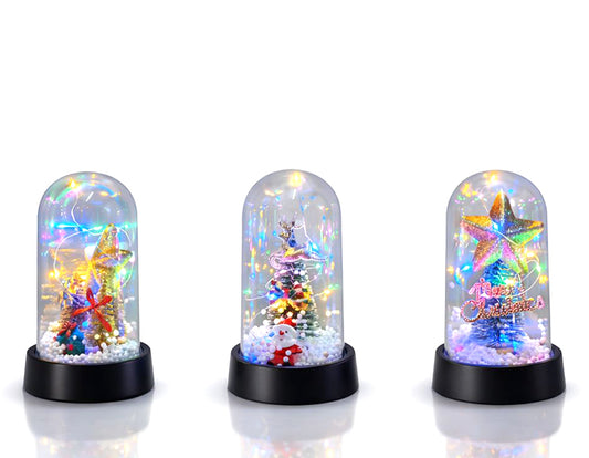Christmas Themed Light-Up Decorative Glass Cloche - Model 10