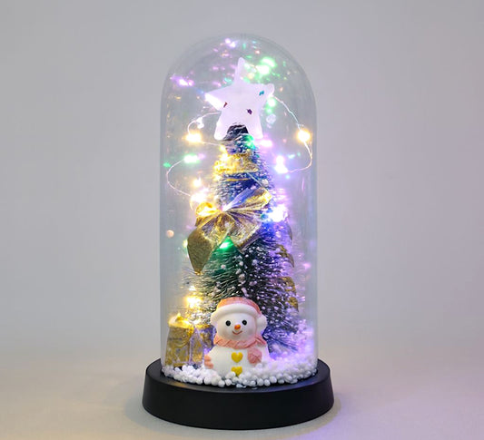 New Year's Themed Light-Up Decorative Glass Cloche - Model 7