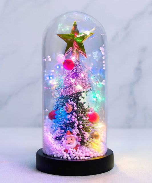 New Year's Themed Light-Up Decorative Glass Cloche - Model 4