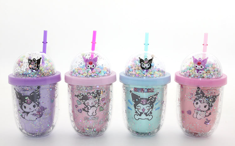 Kuromi Figure Lidded Mug with Straw