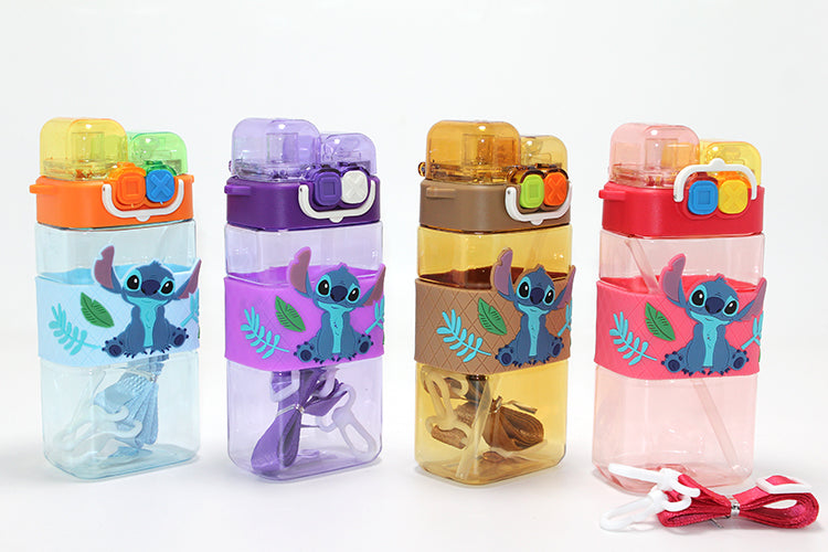 Stitch Double-Compartment Water Bottle with Straw - Model 2