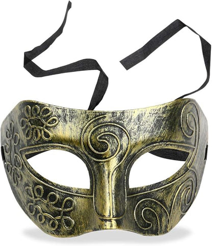 Gold Distressed Face Mask - Antique Style Masquerade Mask (5347)