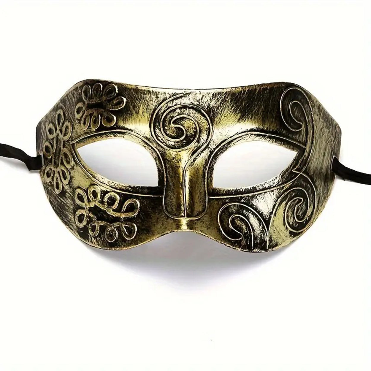 Gold Distressed Face Mask - Antique Style Masquerade Mask (5347)