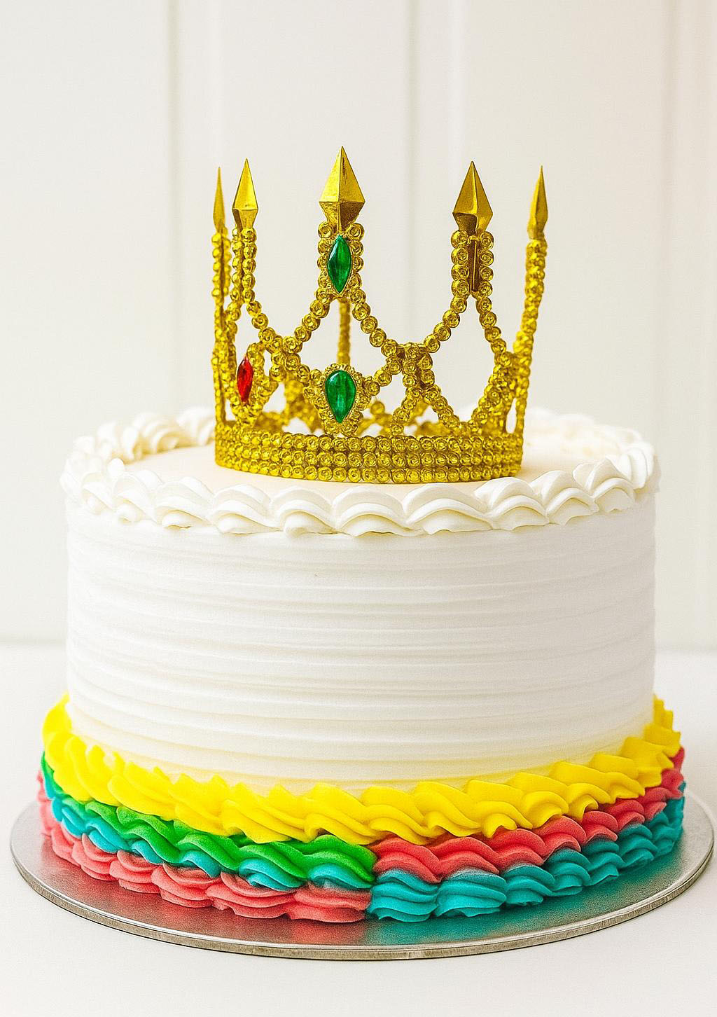 Gold Glitter Slim Cake Topper Crown Plastic