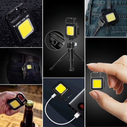 مصباح تخييم LED صغير الحجم قابل للتعليق بـ 3 أوضاع إضاءة LED مختلفة مع سلسلة مفاتيح وفتاحة زجاجات ومغناطيس قوي، كشاف يدوي (5347)