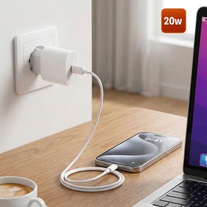 20W Hızlı Şarj Adaptörü USB-C to Lightning Kablolu - PD Destekli Süper Hızlı Şarj Cihazı (5347)