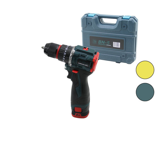 CORDLESS YELLOW OR BLUE BRUSHLESS IMPACT DRILL - BIT SET 1550 RPM24V - 5.0 Ah2-BATTERY (5347)