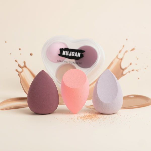 3-Piece Makeup Sponge Set in a Heart-Shaped Box
