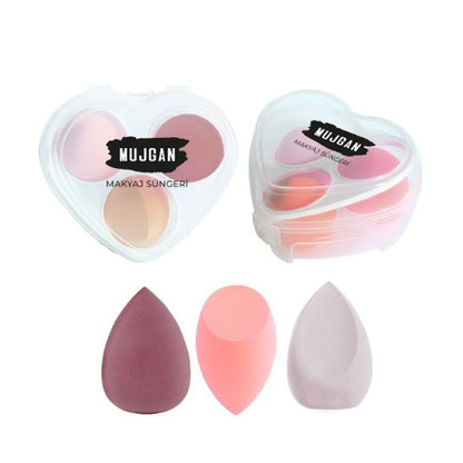 3-Piece Makeup Sponge Set in a Heart-Shaped Box