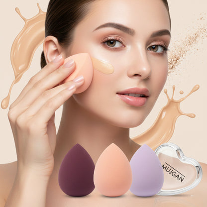 3-Piece Makeup Sponge Set in a Heart-Shaped Box