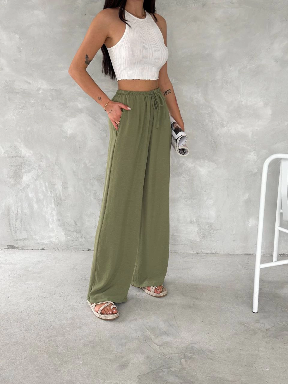 Ayrobin Oversize Women's Trousers - Mint Green