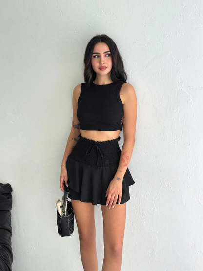 Ayrobin Şortlu Etek - Siyah