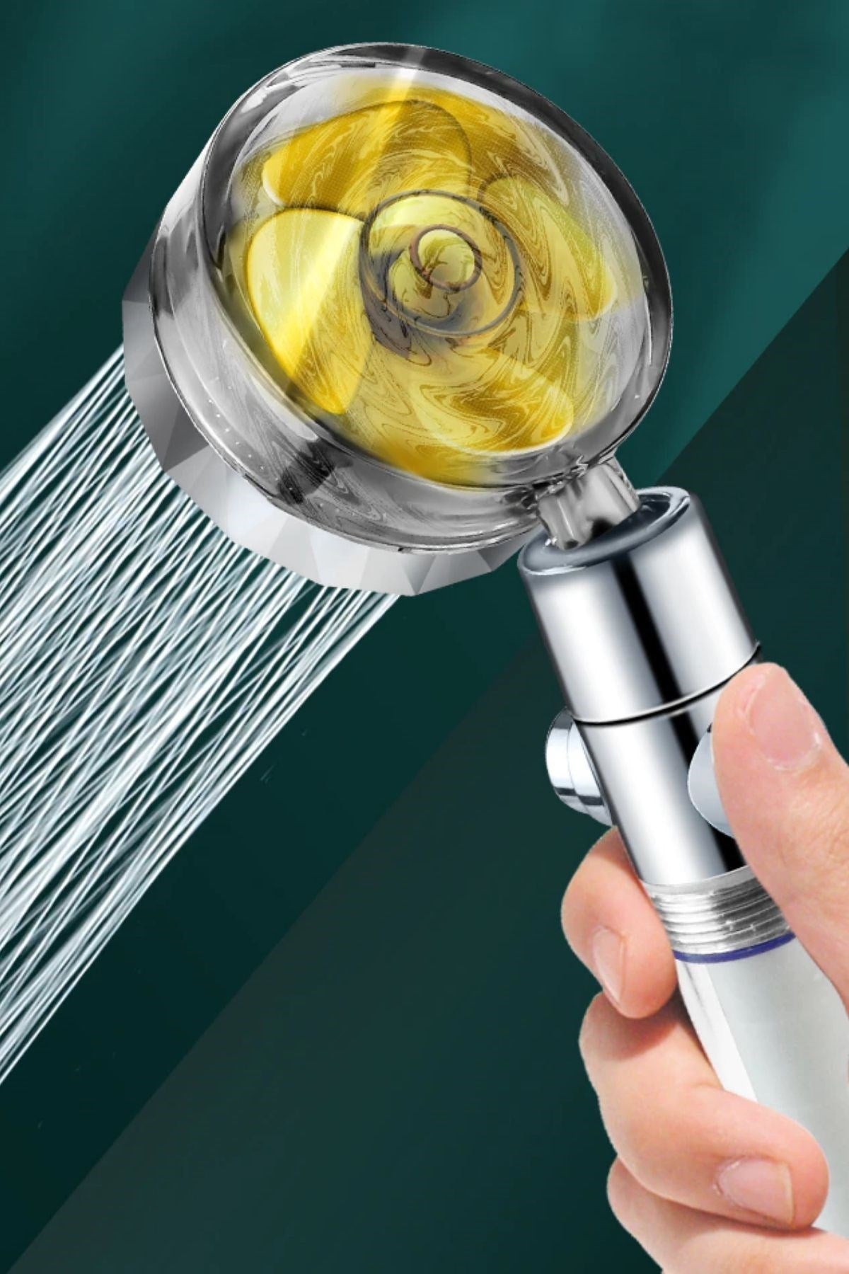 Starixa® Turbo Pervaneli ve Filtreli Su Tasarruflu 360 Derece Dönebilen Tazyikli Duş Başlığı