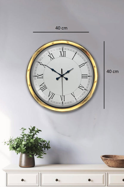 Gold Şık 40 Cm Metal Roma Rakamlı Duvar Saati