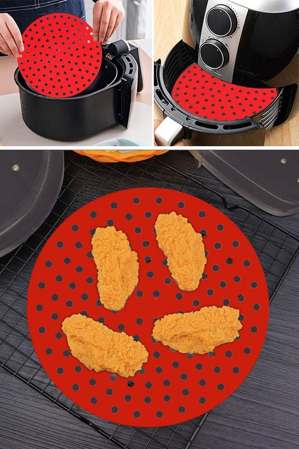 Starixa® Renkli Isıya Dayanıklı Yıkanılabilir Silikon Fırın Ve Airfryer Yuvarlak Pişirme Matı 20 Cm