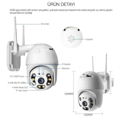 Starixa® 20 MP HD Lens İç Dış Mekan Suya Danıklı IP Wifi Network Güvenlik Kamerası Wifi Kamera