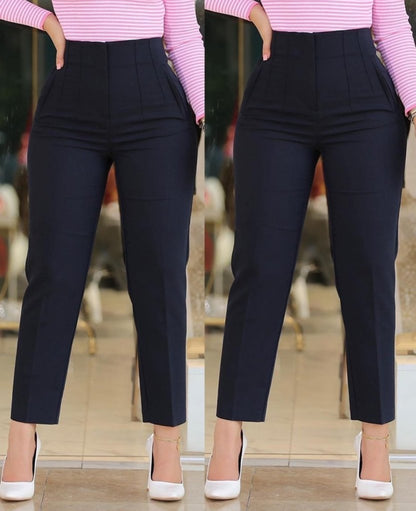 Kadın üste Oturan Paçası Bilek üzerinde Biten Krep Kumaş Kumaş Pantolon 36 (S) - 50 (5XL)