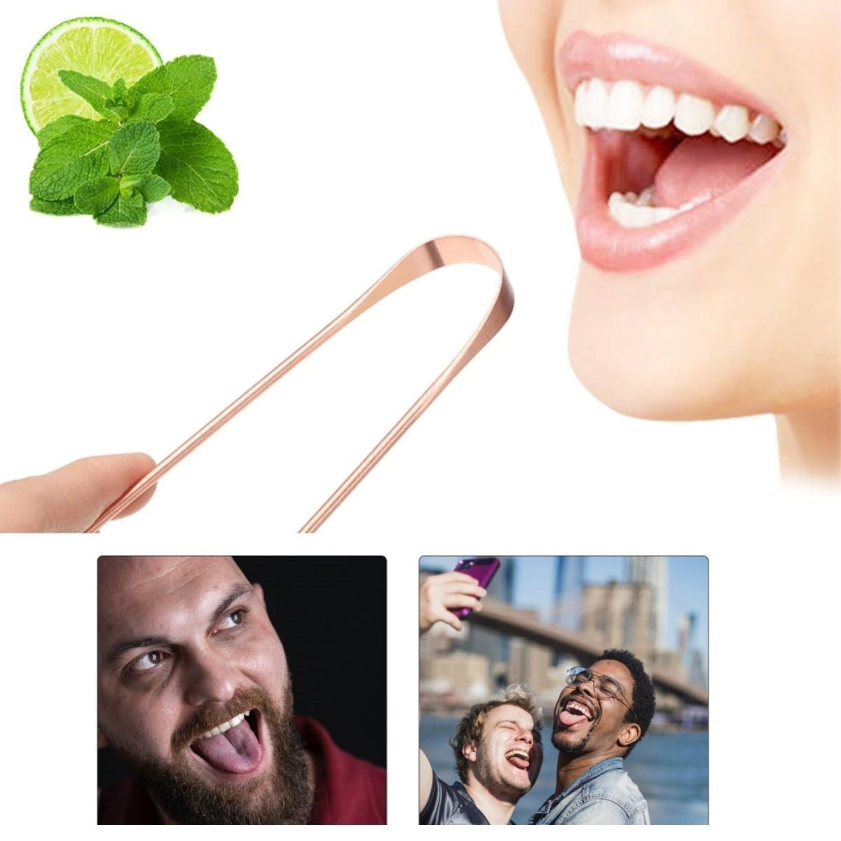 Starixa® Bakır Oil Pulling Yağ Çekme Dil Plak Temizleme Aleti Dil Fırçası Sıyırıcı Dil Kaşığı