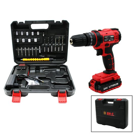 BANCO BN-5 F-136 STANLEY RED 24W PROFESSIONAL CORDLESS IMPACT DRILL SET WITH CASE (5347)