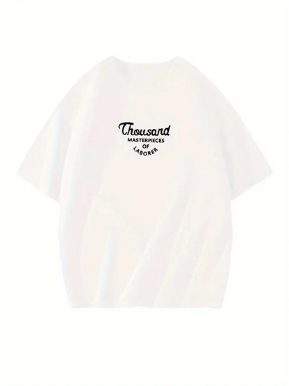 Thousand Front Back Printed Oversized Crew Neck T-shirt - White