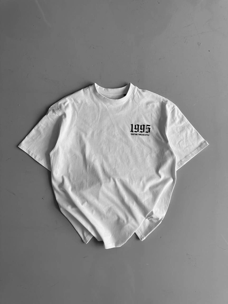 20/1 Combed Compact Cotton Printed Oversize Crew Neck Short Sleeve Summer T-shirt - White