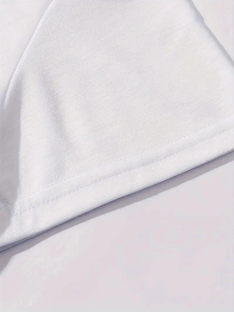 20/1 Combed Cotton Compact Printed Oversized Coffee Pattern Women's Short Sleeve T-shirt - White