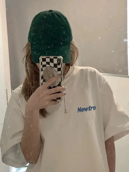 Newtro Printed Oversized Crew Neck T-Shirt - White
