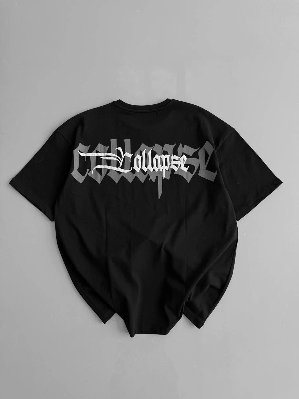 20/1 Combed Compact Cotton Unisex Printed Oversized Crew Neck Short Sleeve Summer T-shirt - Black