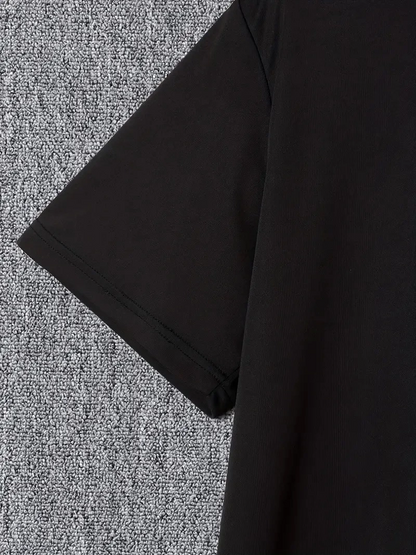 20/1 Combed Cotton Compack I TRIED TO WARN YOU. Printed Oversize Crew Neck T-shirt - Black