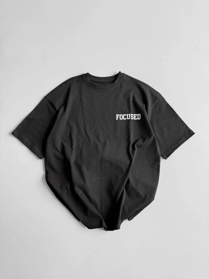20/1 Combed Compact Printed Oversize Crew Neck Short Sleeve Summer T-shirt - Black