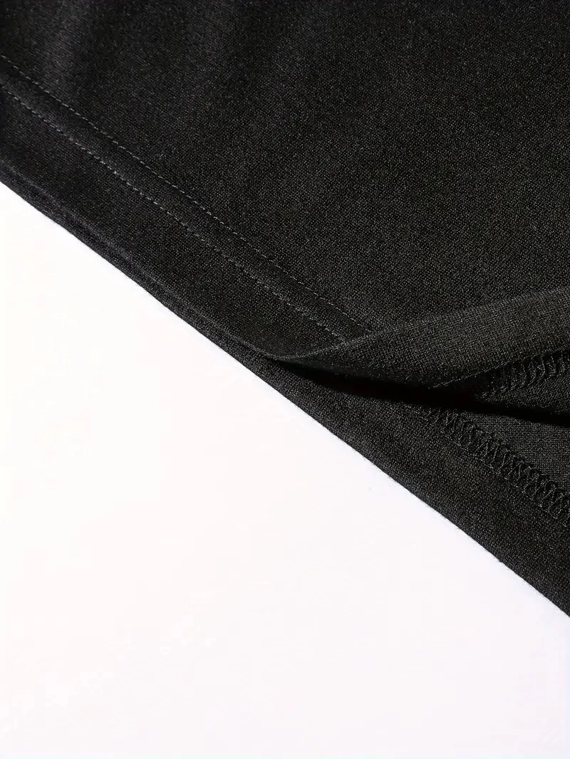 Benzersiz Sırt Baskılı Erkek Sokak Stili Bol Tişört - Nefes Alabilir Polyester, Makinede Yıkanabilir - Siyah