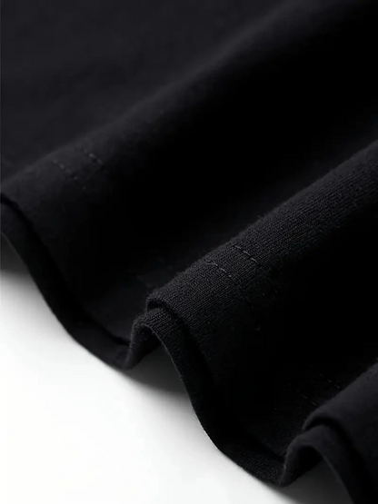 AICG Front Back Printed Crew Neck Women's Oversized Crew Neck T-shirt - Black