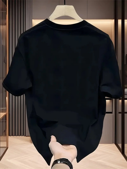 AICG Front Back Printed Crew Neck Women's Oversized Crew Neck T-shirt - Black