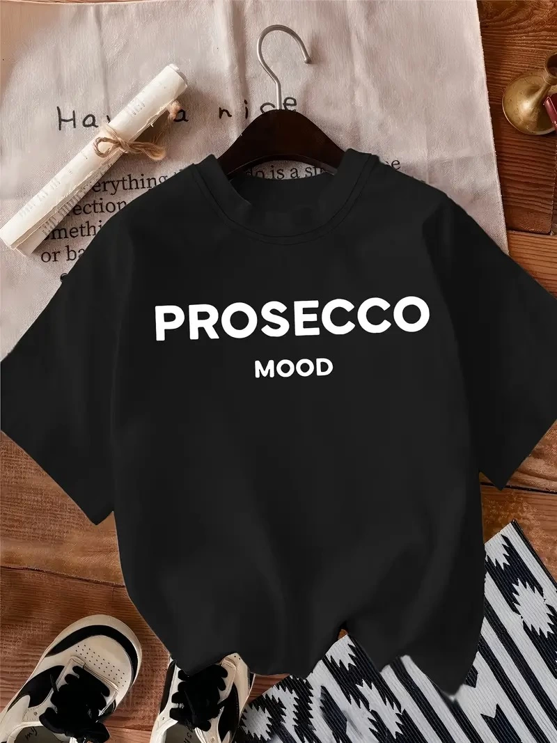20/1 Combed Cotton Printed Oversize Crew Neck Short Sleeve Summer T-shirt - Black