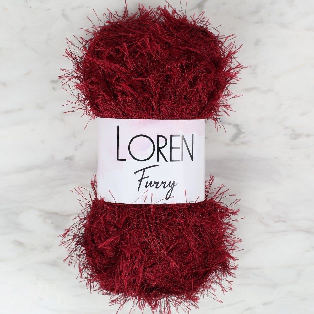Loren Furry Burgundy Hand Knitting Yarn - RF026 - 34054