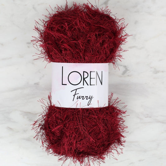Loren Furry Burgundy Hand Knitting Yarn - RF026 - 34054