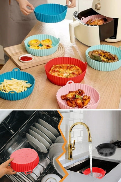 Starixa® Renkli Isıya Dayanıklı Yıkanılabilir Silikon Fırın Ve Airfryer Yuvarlak Model Pişirme Matı 20 Cm