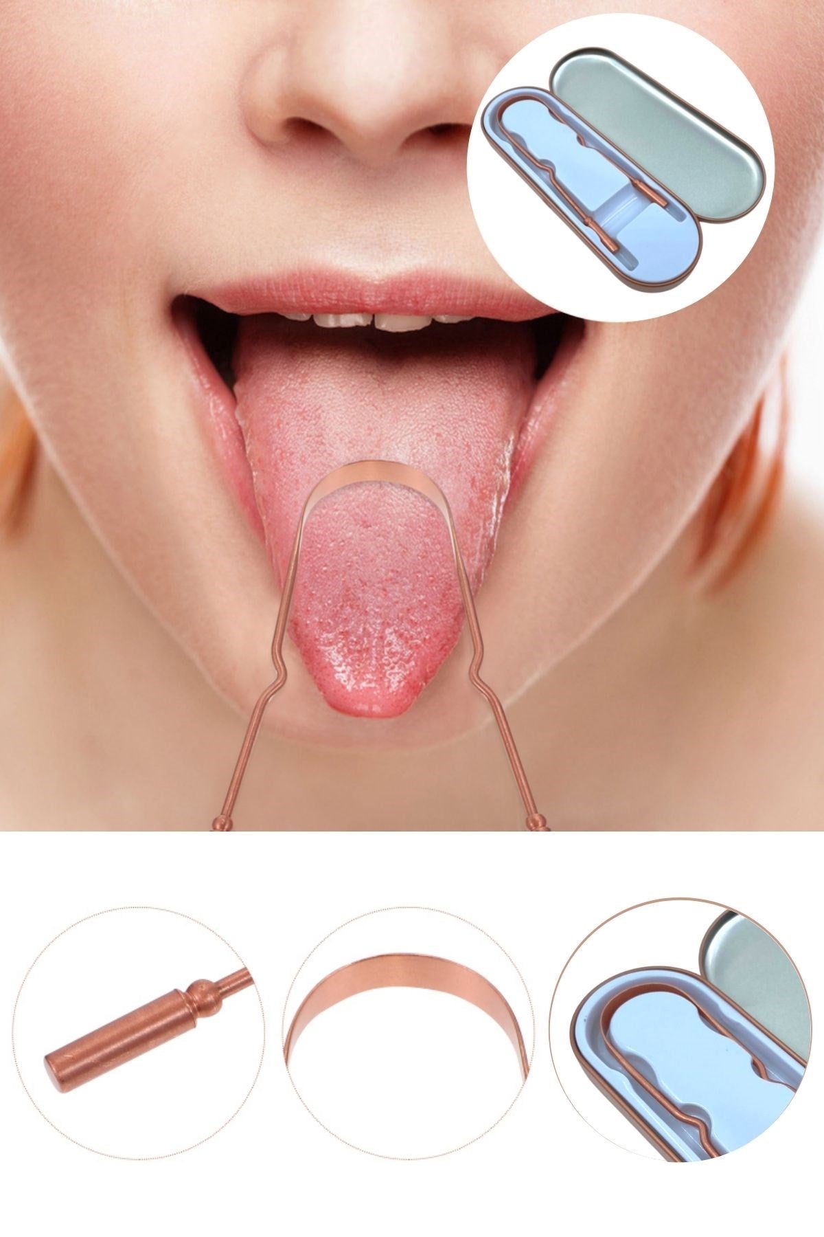 Starixa® Bakır Oil Pulling Yağ Çekme Dil Plak Temizleme Aleti Dil Fırçası Sıyırıcı Dil Kaşığı