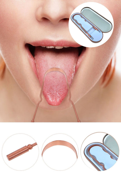 Starixa® Bakır Oil Pulling Yağ Çekme Dil Plak Temizleme Aleti Dil Fırçası Sıyırıcı Dil Kaşığı