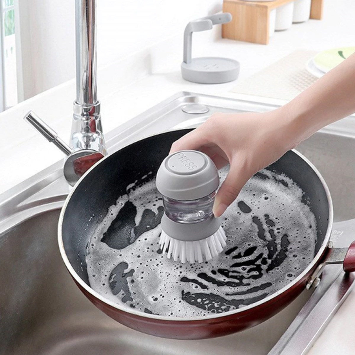 Starixa® Deterjan Hazneli Kolay Bulaşık Yıkama Fırçası Bulaşık Sünger