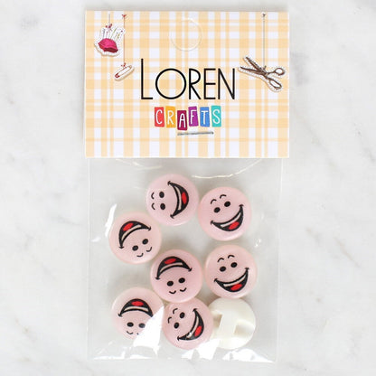 Loren Crafts 8-Piece Smiling Face Button - 1025